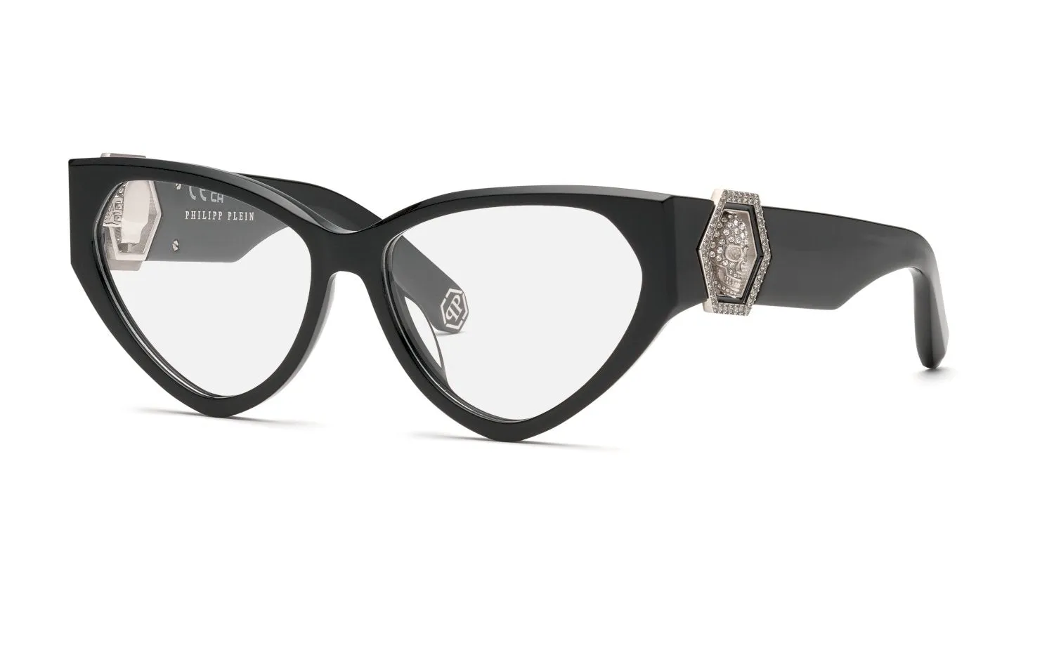 Philipp Plein VPP163S PLEIN CAPTURE CRYSTAL 700K Montature da vista Acetato Nero Cat Eye - immagine 1
