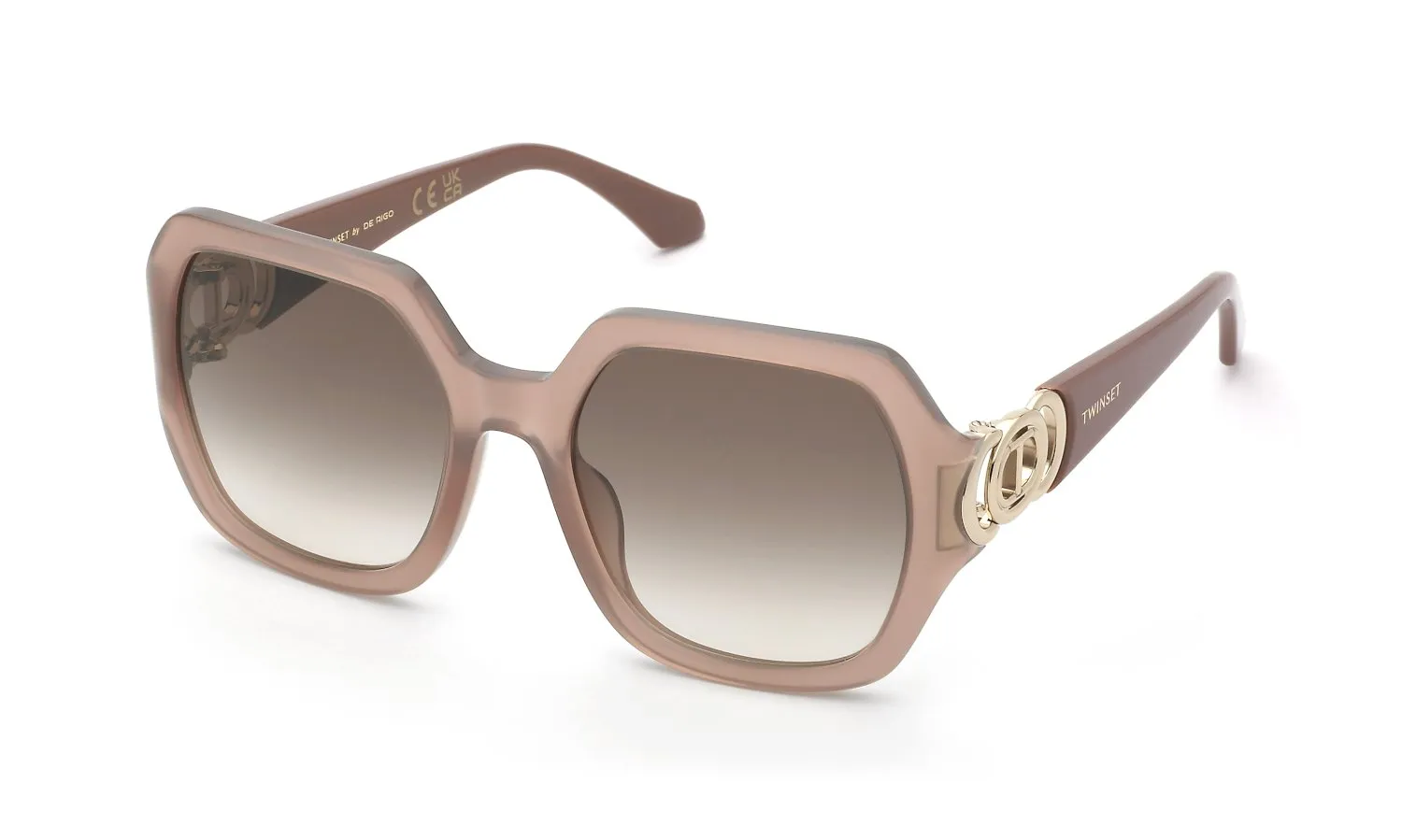 Twinset STW066 06K7 Occhiali da sole Acetato Rosa Marrone Geometrica Normale Sfumato - immagine 1