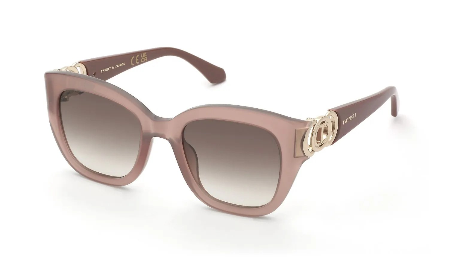 Twinset STW065 06K7 Occhiali da sole Acetato Rosa Marrone Squadrata Normale Sfumato - immagine 1