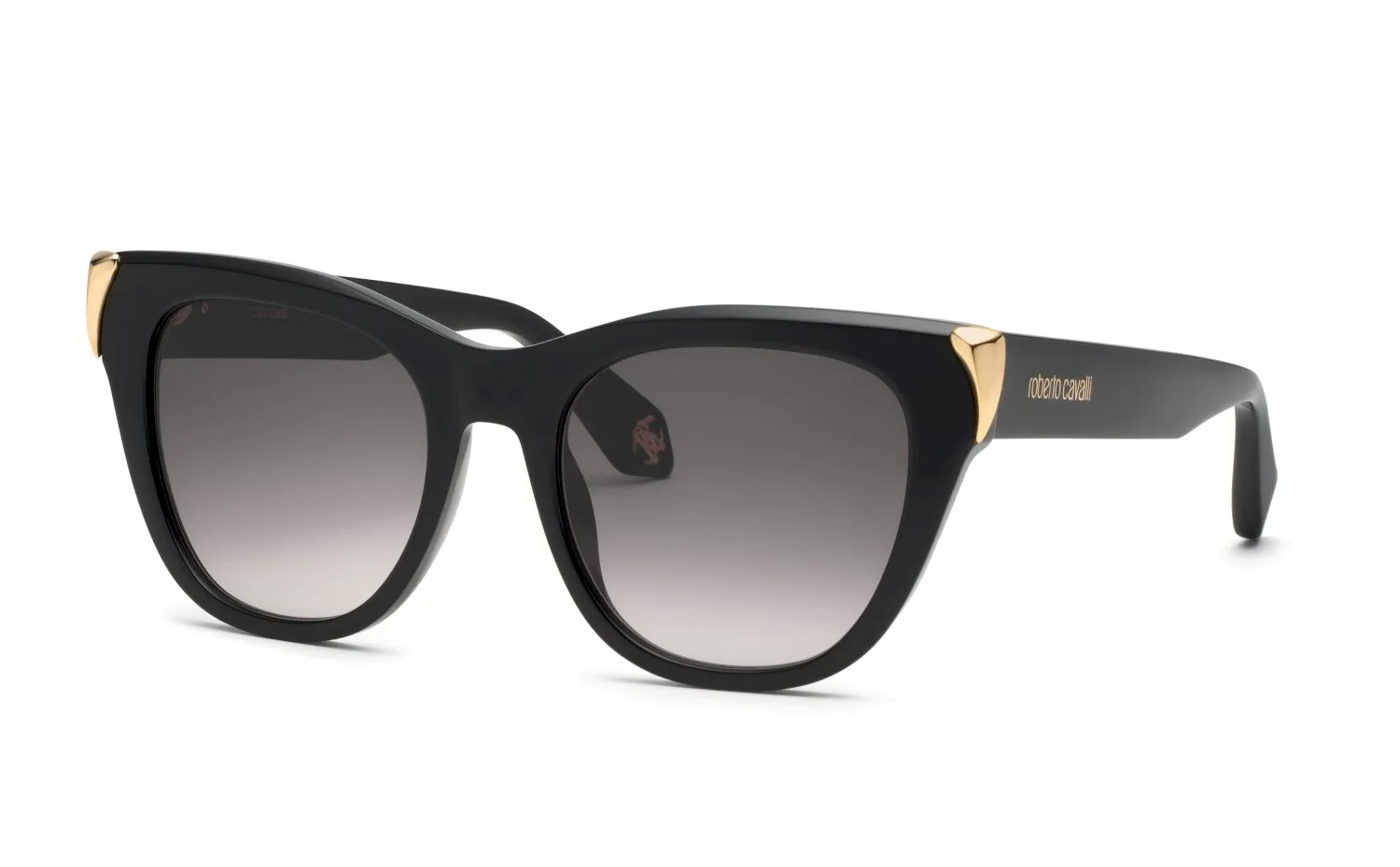Roberto Cavalli SRC095M 700 Occhiali da sole Acetato Nero Fumo Farfalla Normale Sfumato - immagine 1