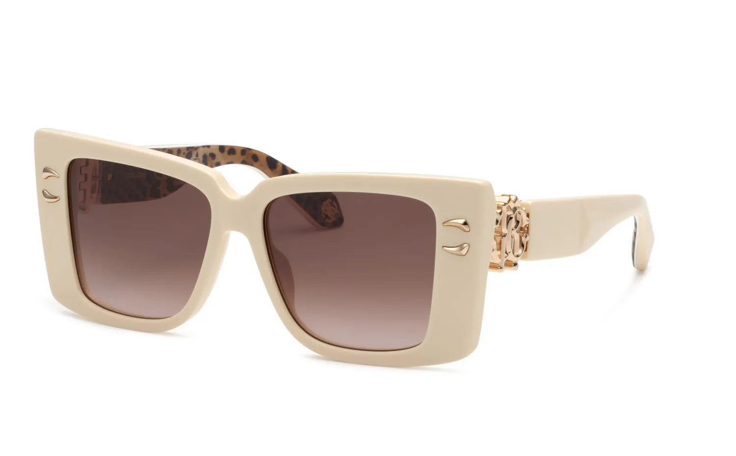 Roberto Cavalli SRC056M 09X7 Occhiali da sole Acetato Avorio Marrone Squadrata Normale Sfumato - immagine 1