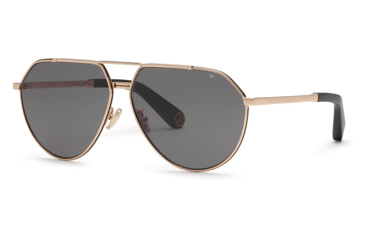 Philipp Plein SPP007V PLEIN SIGNATURE 302F Occhiali da sole Metallo Oro Fumo Geometrica Normale - immagine 1