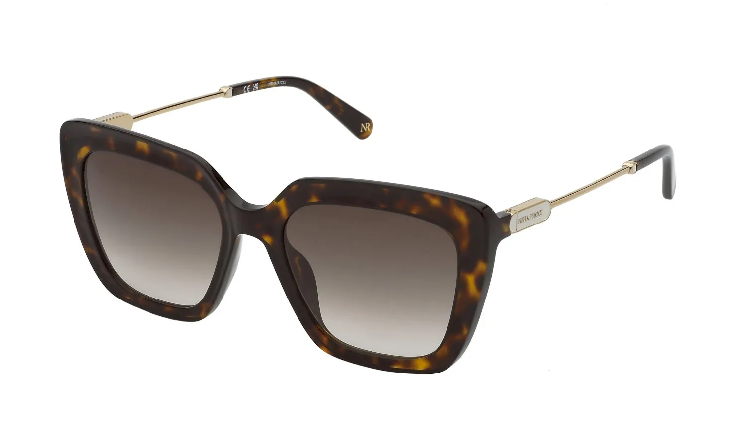Nina Ricci SNR379 743 Occhiali da sole Acetato Havana Marrone Squadrata Normale Sfumato - immagine 1