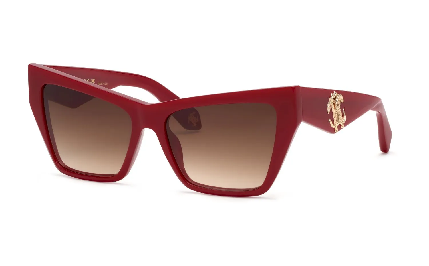 Roberto Cavalli SRC114 09EZ Occhiali da sole Acetato Rosso Marrone Farfalla Normale Sfumato - immagine 1