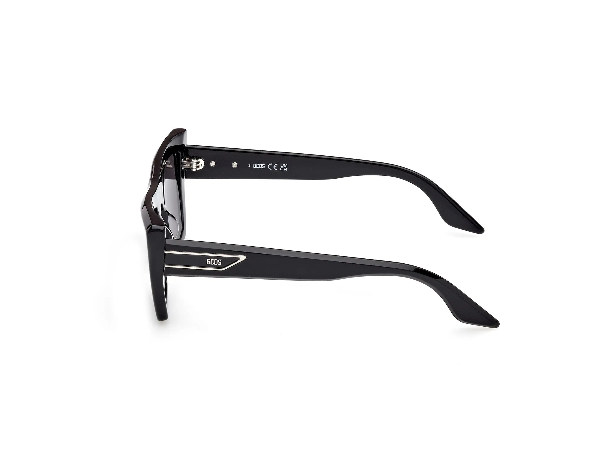 GCDS GD0065 01A Occhiali da sole Acetato Nero Fumo Cat Eye Normale - immagine 3