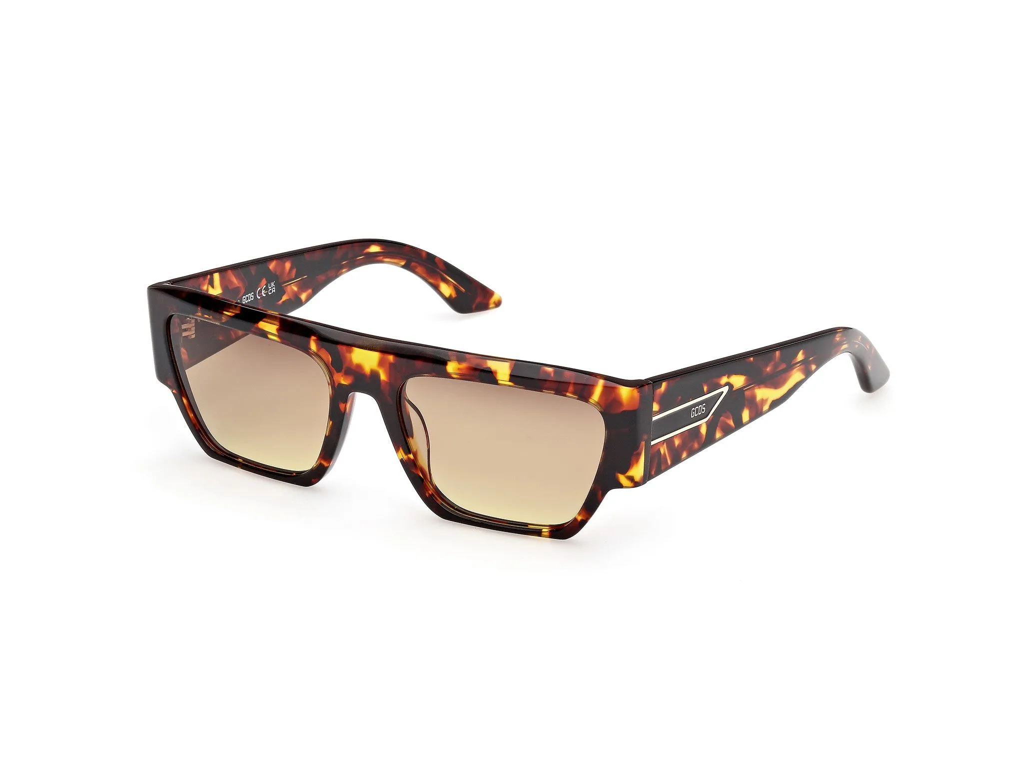 GCDS GD0064 52K Occhiali da sole Acetato Havana Trasparente Geometrica Normale Sfumato - immagine 1