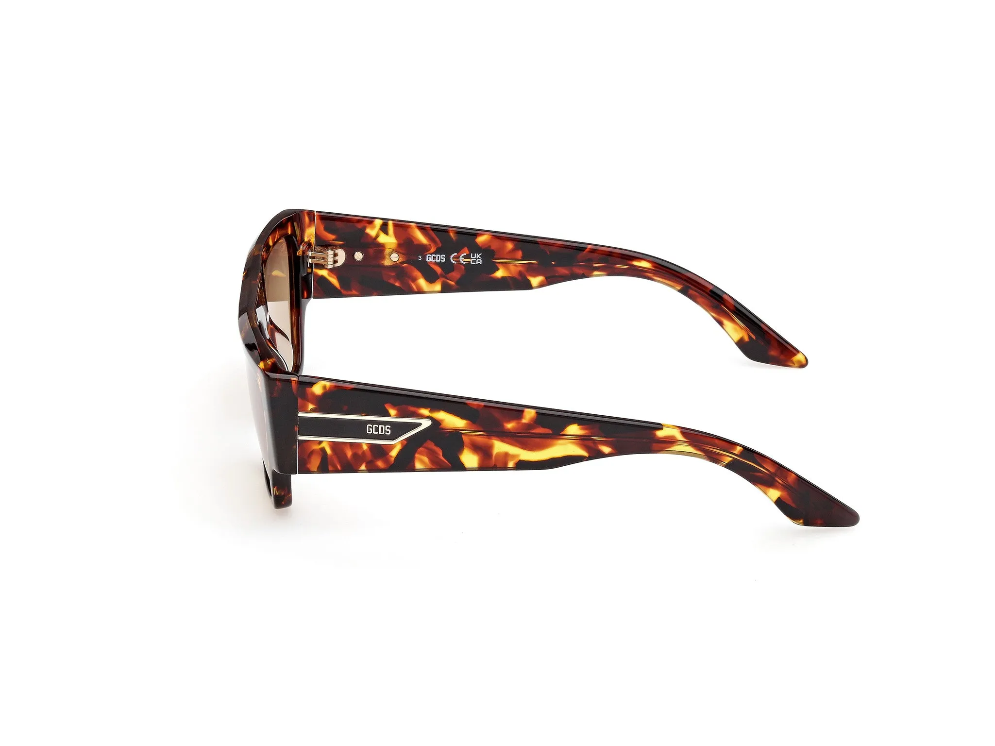 GCDS GD0064 52K Occhiali da sole Acetato Havana Trasparente Geometrica Normale Sfumato - immagine 3