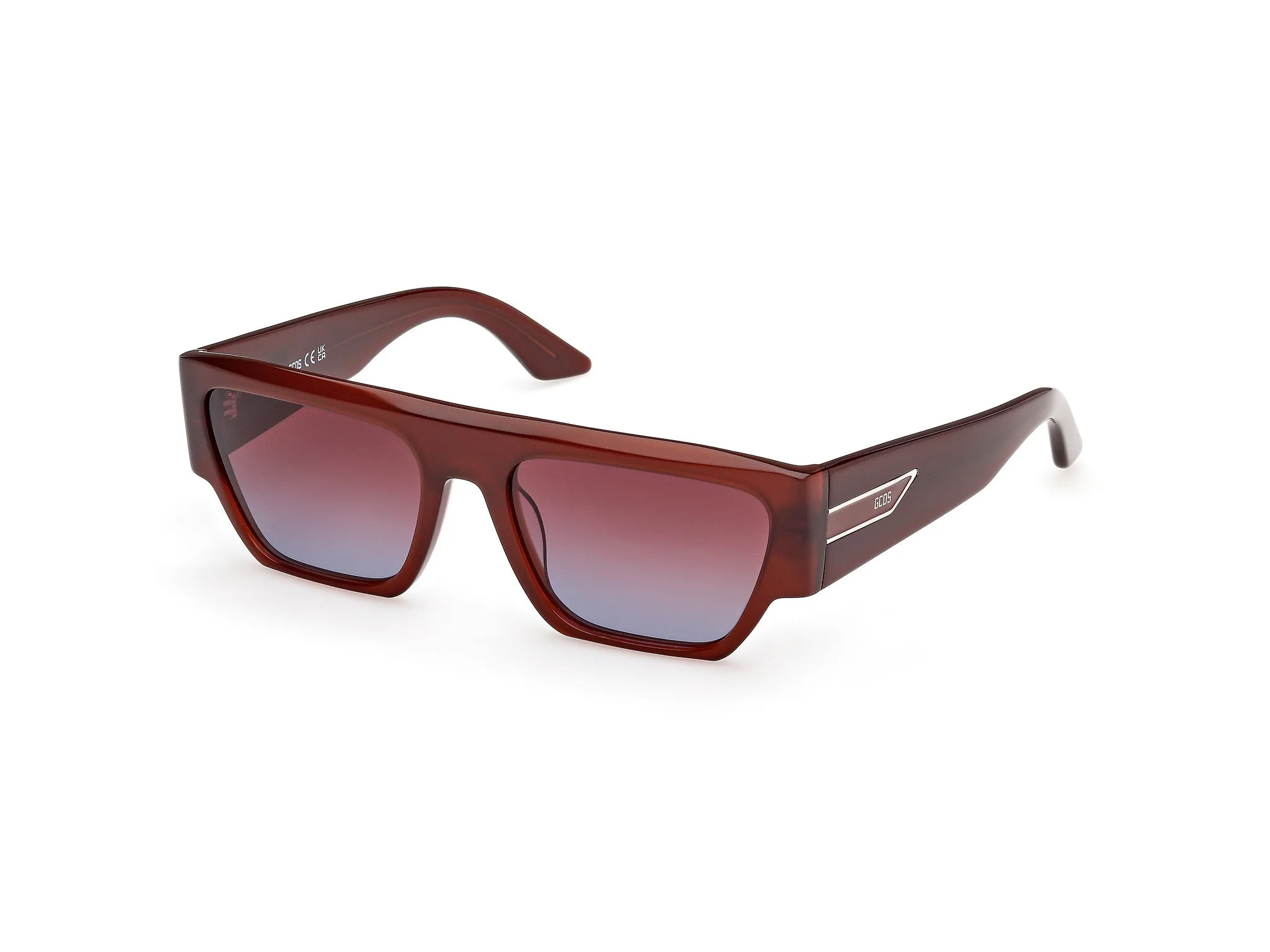 GCDS GD0064 48T Occhiali da sole Acetato Marrone Bordeaux Geometrica Normale Sfumato - immagine 1