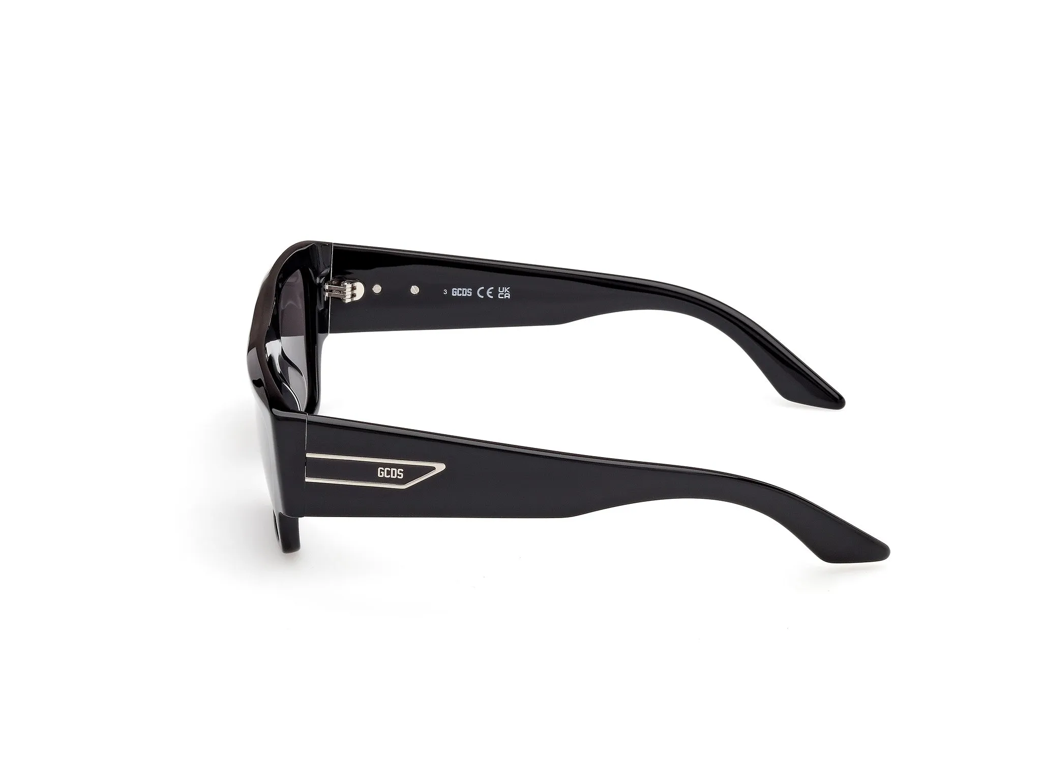 GCDS GD0064 01A Occhiali da sole Acetato Nero Fumo Geometrica Normale - immagine 3