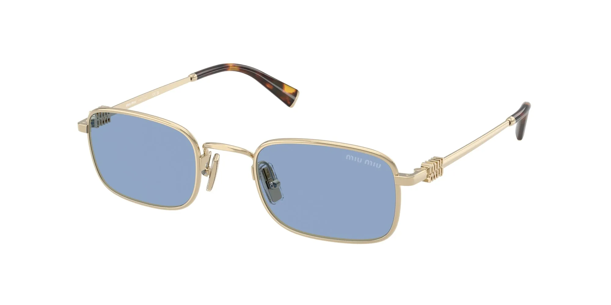 Miu Miu MU A53S ZVN60O Occhiali da sole Metallo Oro Blu Squadrata Normale - immagine 1