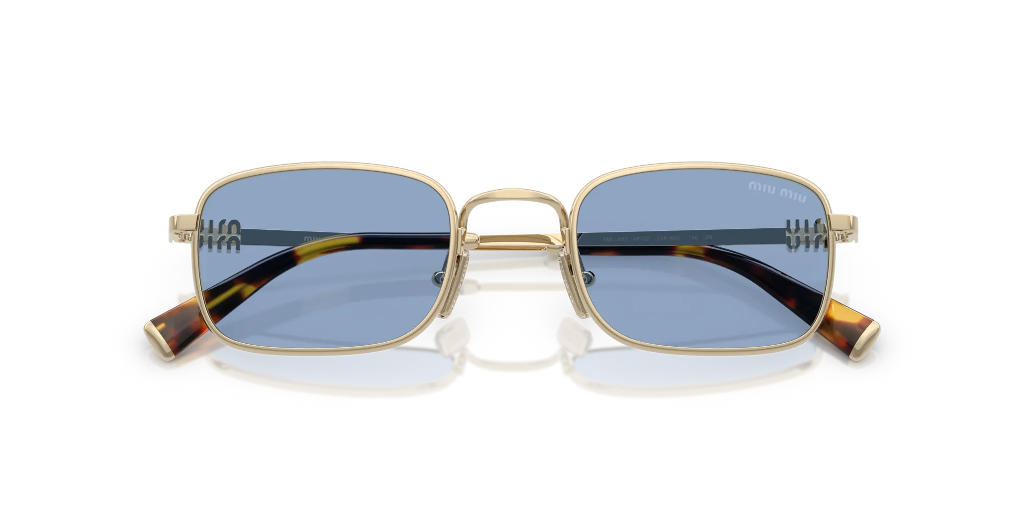 Miu Miu MU A53S ZVN60O Occhiali da sole Metallo Oro Blu Squadrata Normale - immagine 2