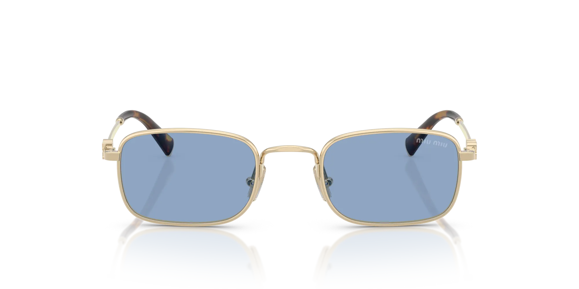 Miu Miu MU A53S ZVN60O Occhiali da sole Metallo Oro Blu Squadrata Normale - immagine 3