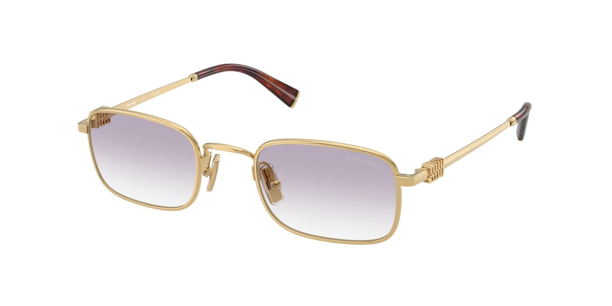 Miu Miu MU A53S 5AK04O Occhiali da sole Metallo Oro Grigio Squadrata Normale Sfumato - immagine 1
