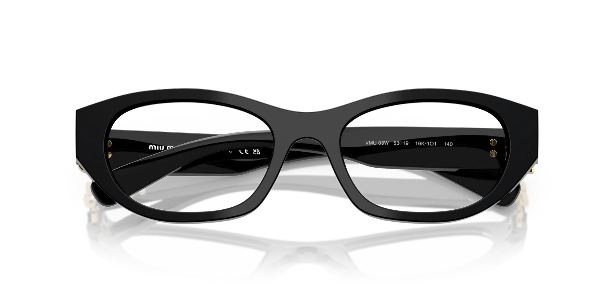 Miu Miu MU 03WV 16K1O1 Montature da vista Acetato Nero Geometrica Normale - immagine 2