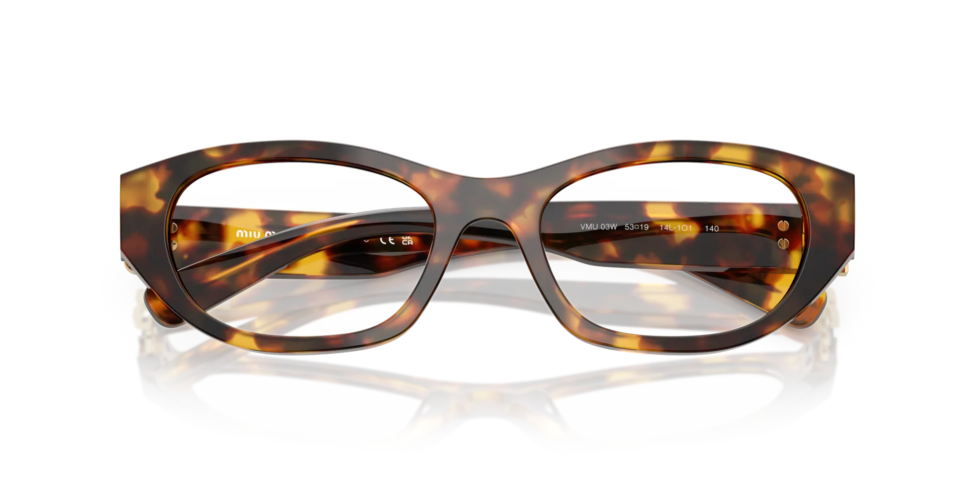 Miu Miu MU 03WV 14L1O1 Montature da vista Acetato Tartaruga Geometrica Normale - immagine 2