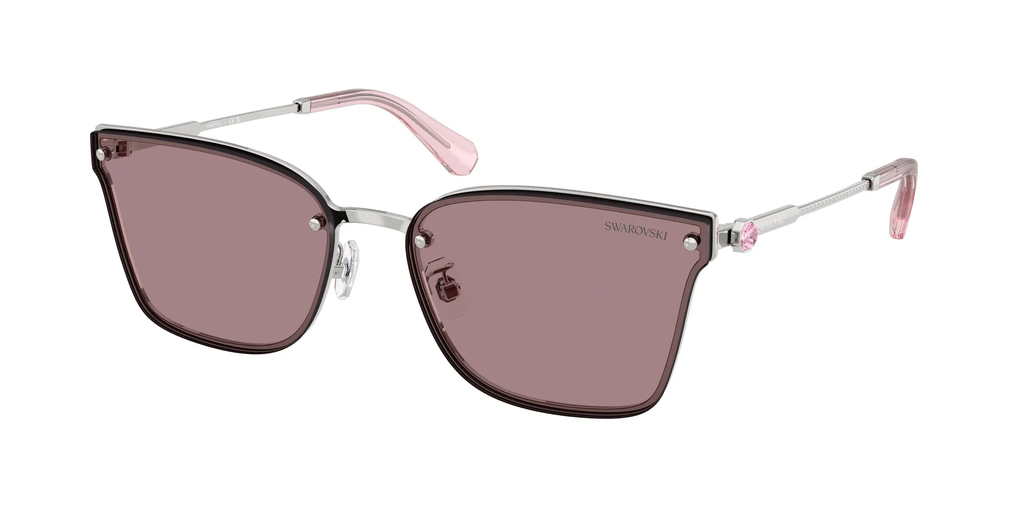 Swarovski SK7036D 40237N Occhiali da sole Metallo Argento Marrone Geometrica Normale - immagine 1