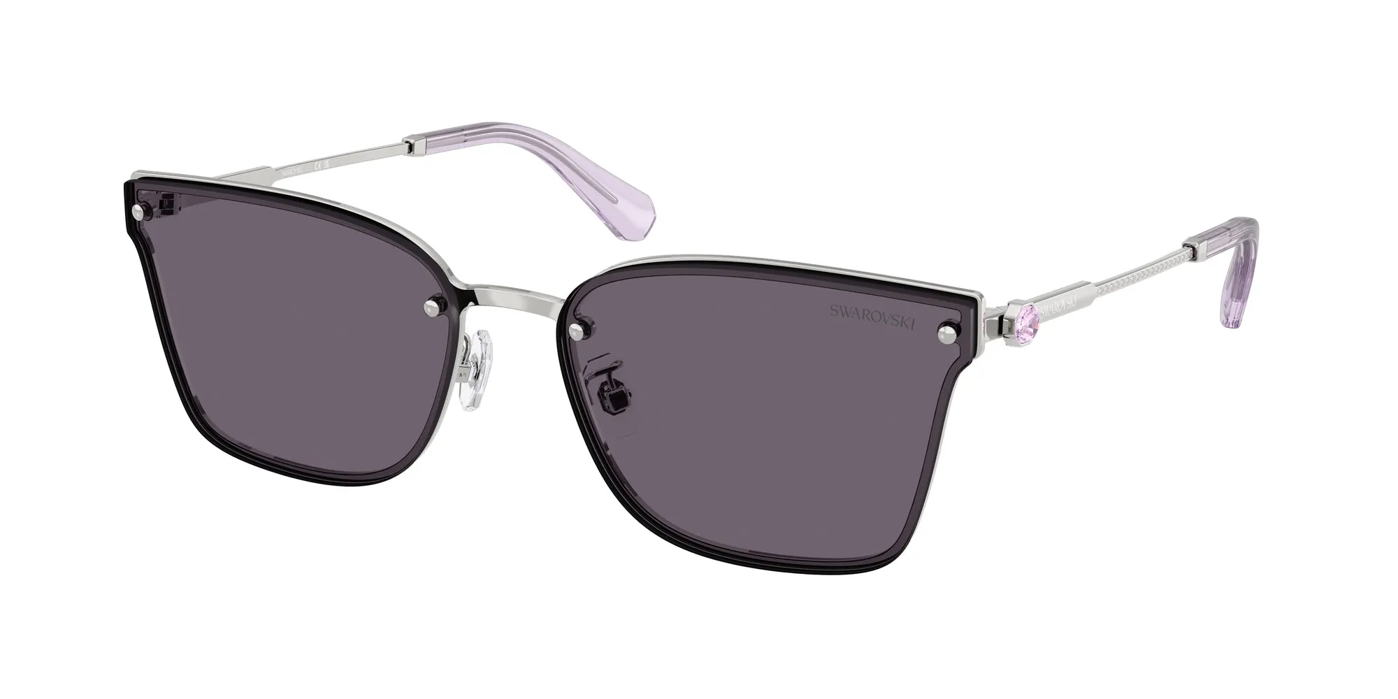 Swarovski SK7036D 40011A Occhiali da sole Metallo Argento Viola Geometrica Normale - immagine 1