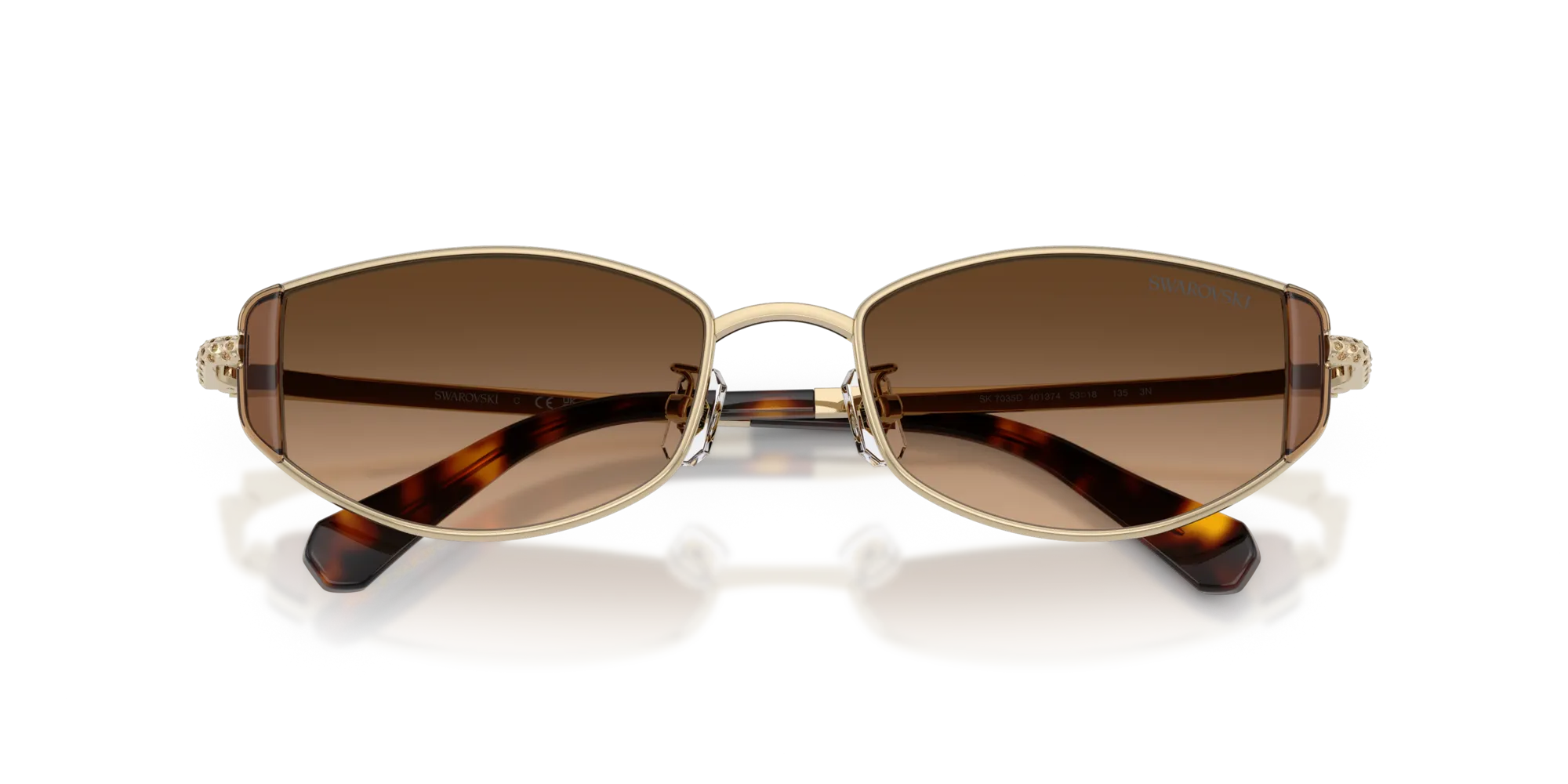 Swarovski SK7035D 401374 Occhiali da sole Metallo Oro Marrone Rotonda Normale Sfumato - immagine 2