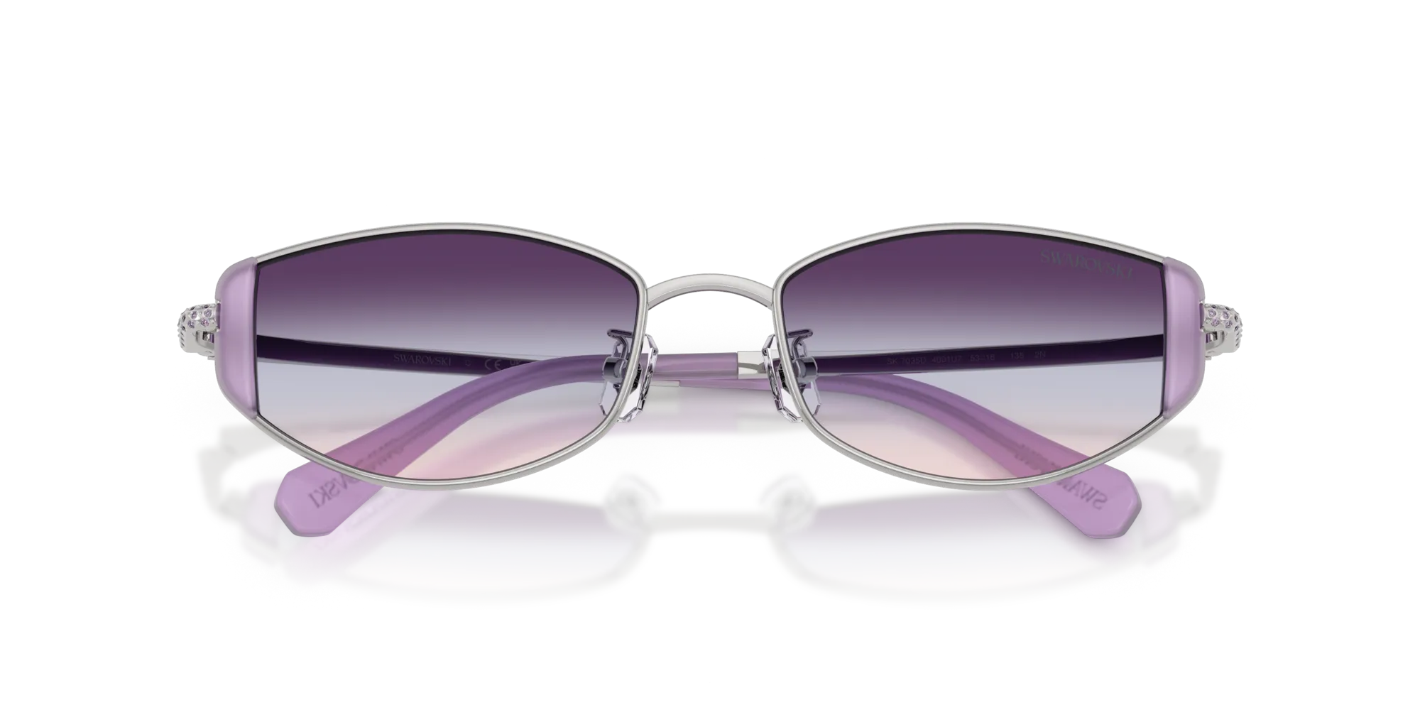 Swarovski SK7035D 4001U7 Occhiali da sole Metallo Argento Viola Rotonda Normale Sfumato - immagine 2