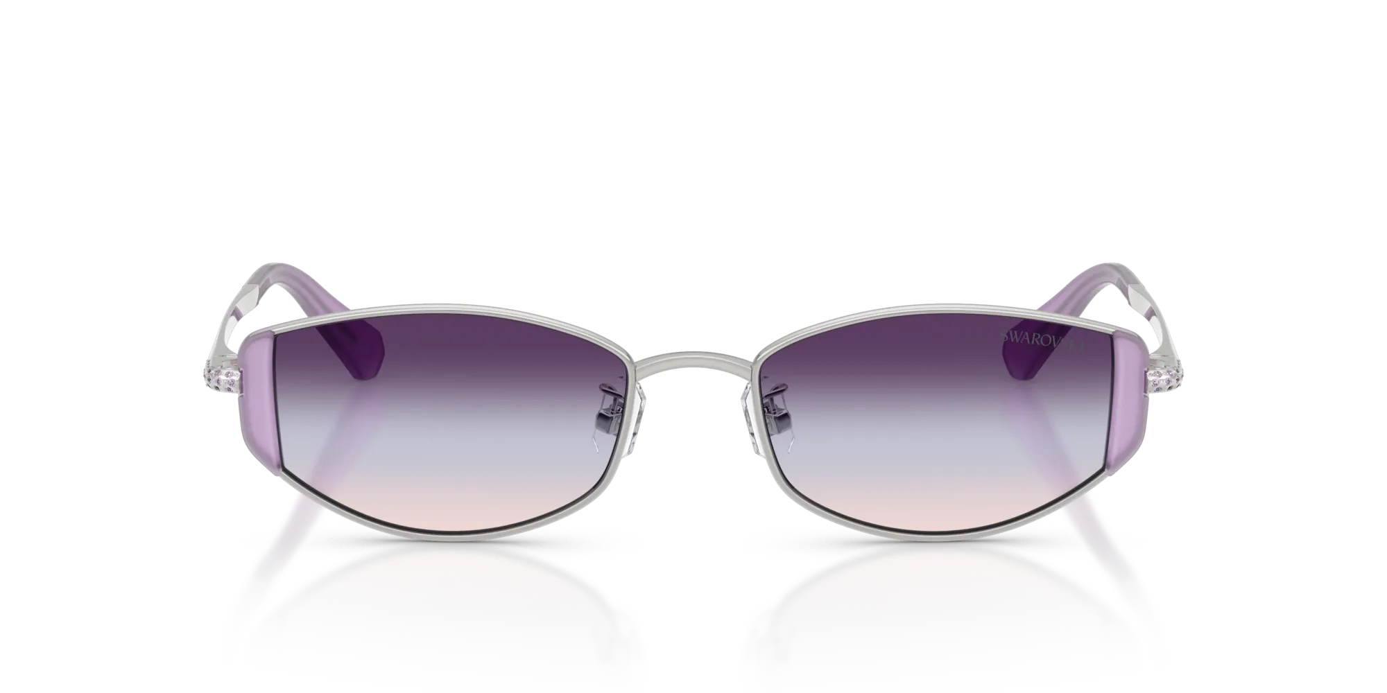 Swarovski SK7035D 4001U7 Occhiali da sole Metallo Argento Viola Rotonda Normale Sfumato - immagine 3