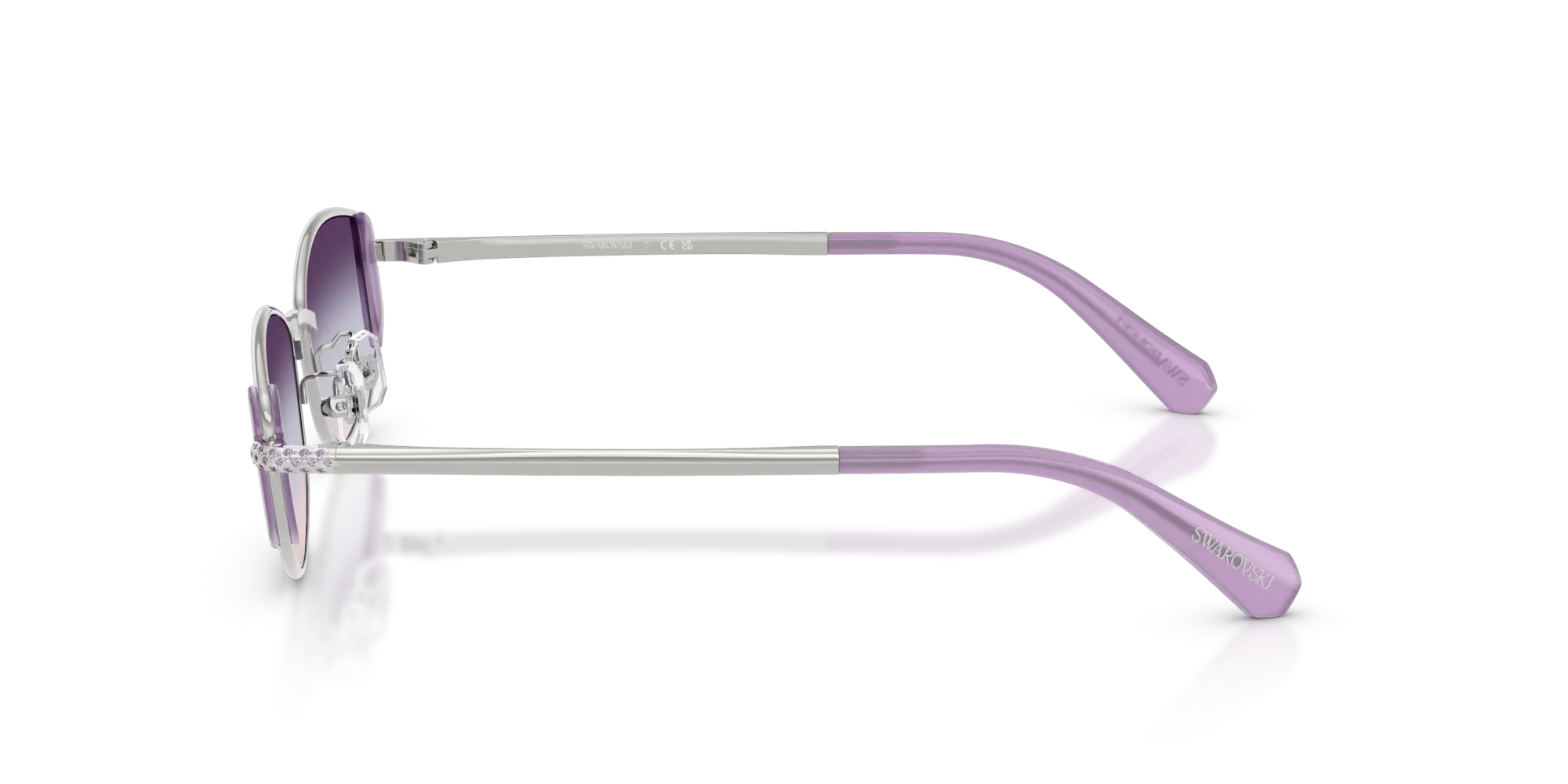 Swarovski SK7035D 4001U7 Occhiali da sole Metallo Argento Viola Rotonda Normale Sfumato - immagine 4