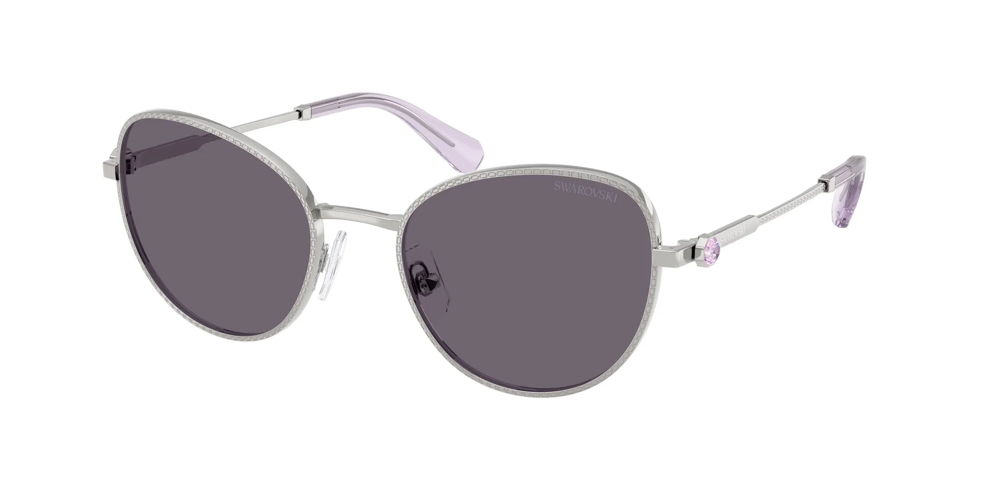 Swarovski SK7032 40011A Occhiali da sole Metallo Argento Viola Rotonda Normale - immagine 1