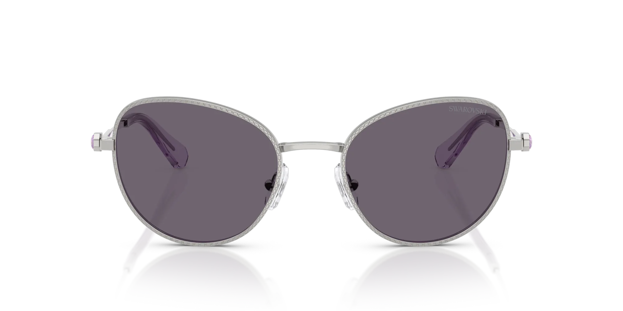 Swarovski SK7032 40011A Occhiali da sole Metallo Argento Viola Rotonda Normale - immagine 3