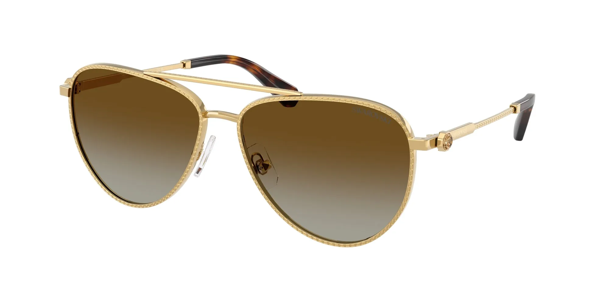 Swarovski SK7031 4037T5 Occhiali da sole Metallo Oro Marrone Pilot Polarizzata Sfumato - immagine 1