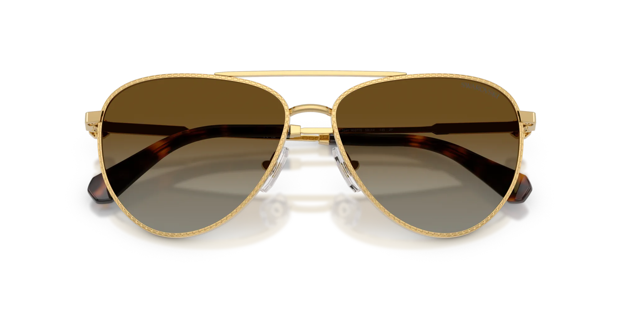 Swarovski SK7031 4037T5 Occhiali da sole Metallo Oro Marrone Pilot Polarizzata Sfumato - immagine 2