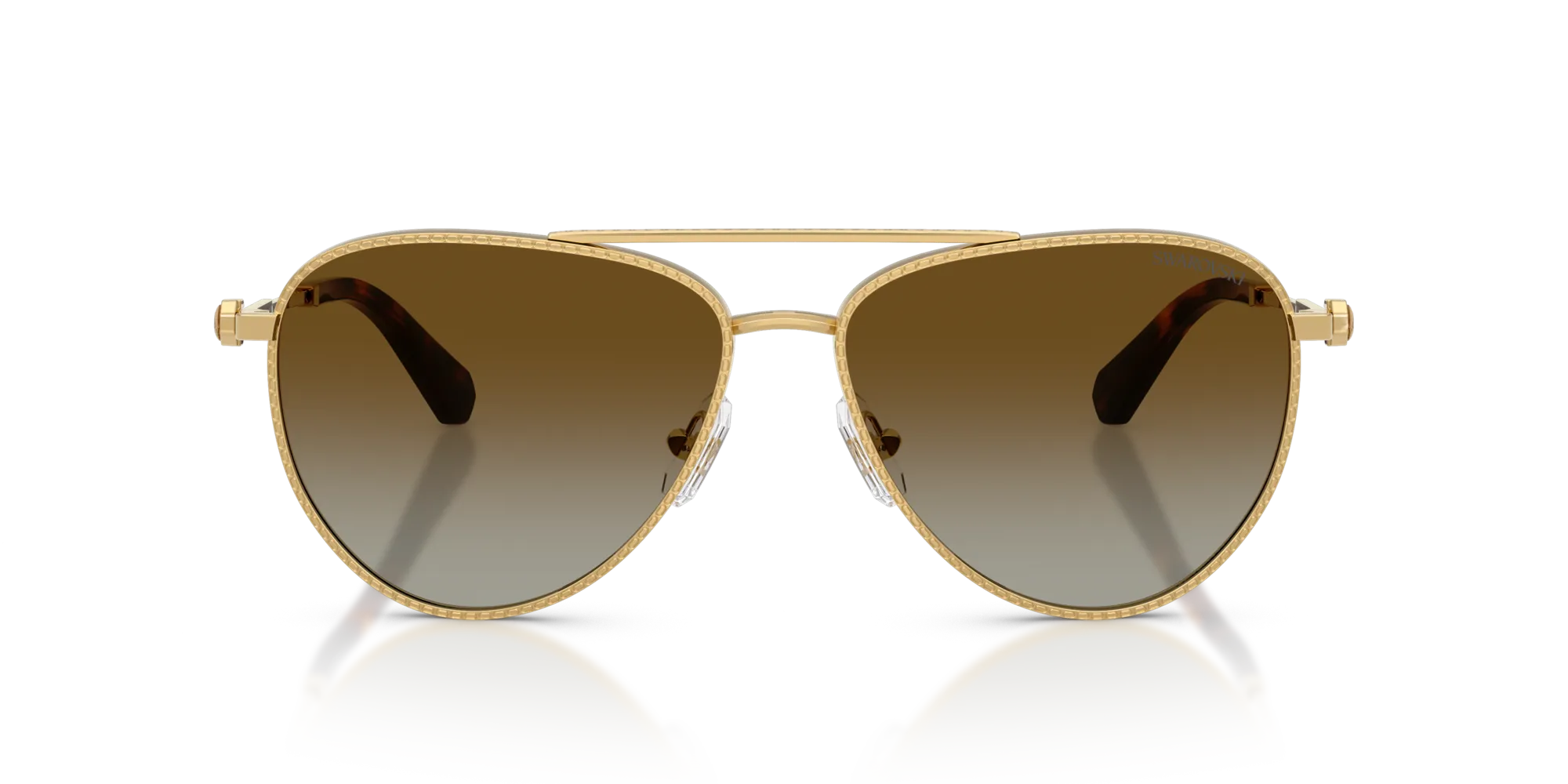 Swarovski SK7031 4037T5 Occhiali da sole Metallo Oro Marrone Pilot Polarizzata Sfumato - immagine 3