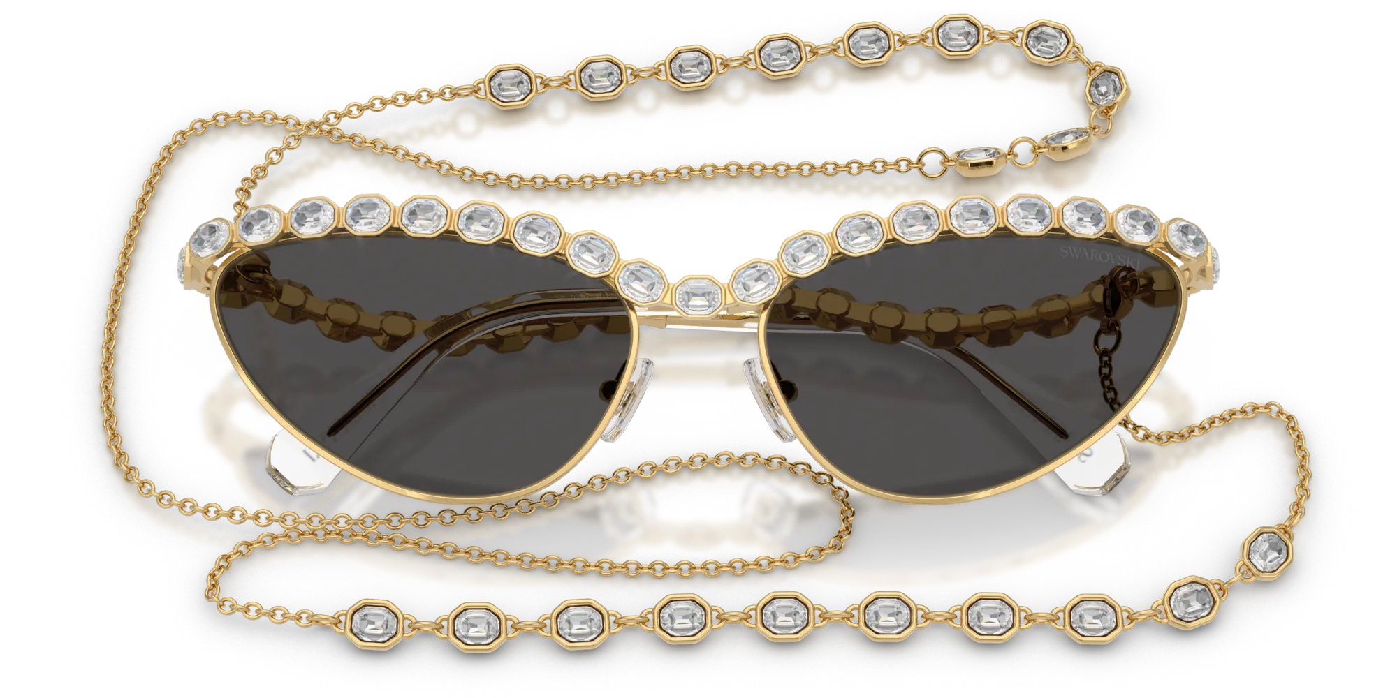 Swarovski SK7030 403987 Occhiali da sole Metallo Oro Grigio Cat Eye Normale - immagine 2