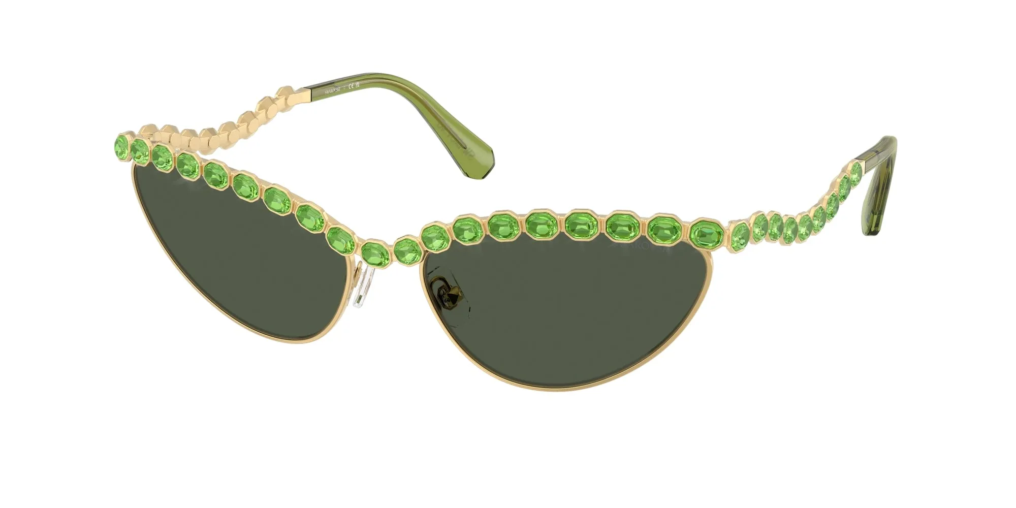 Swarovski SK7030 401782 Occhiali da sole Metallo Oro Verde Cat Eye Normale - immagine 1