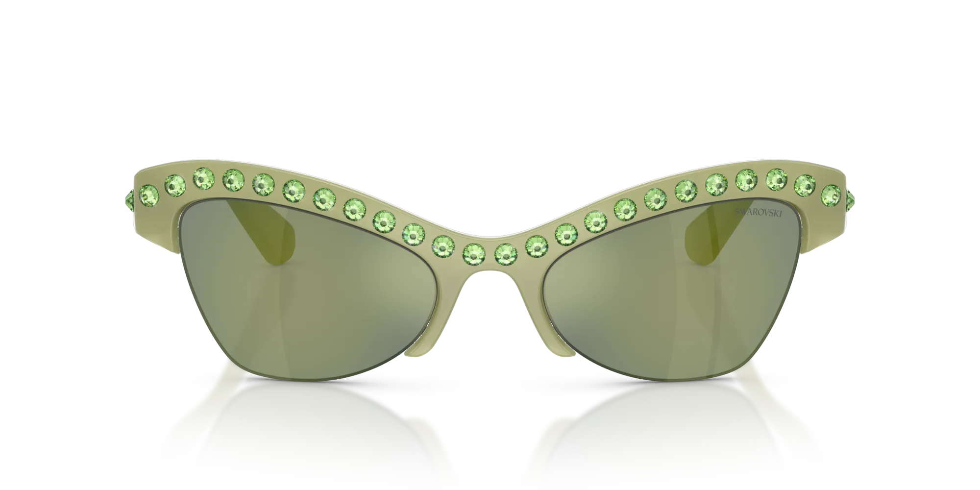 Swarovski SK6043 10746R Occhiali da sole Iniettato Verde Grigio Farfalla Specchiate - immagine 3