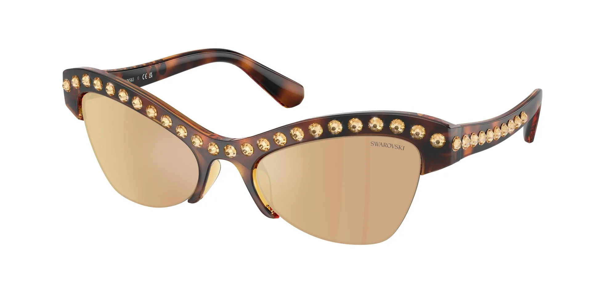 Swarovski SK6043 100271 Occhiali da sole Iniettato Tartaruga Marrone Farfalla Specchiate - immagine 1