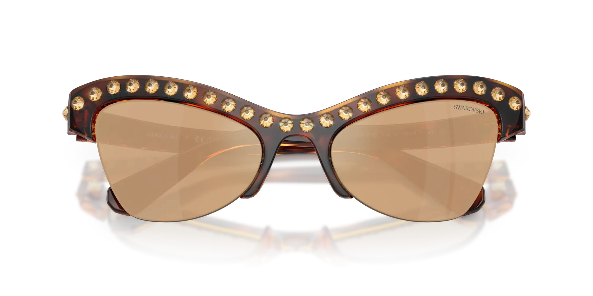 Swarovski SK6043 100271 Occhiali da sole Iniettato Tartaruga Marrone Farfalla Specchiate - immagine 2