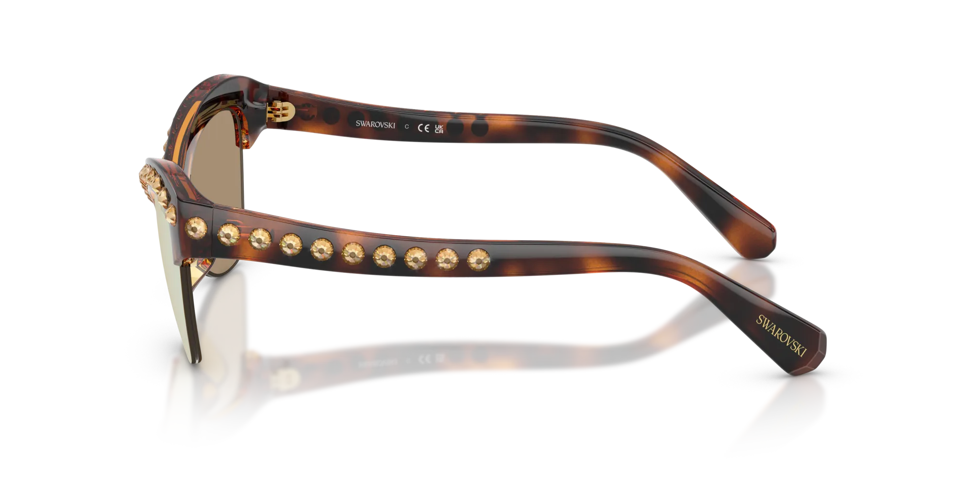 Swarovski SK6043 100271 Occhiali da sole Iniettato Tartaruga Marrone Farfalla Specchiate - immagine 4