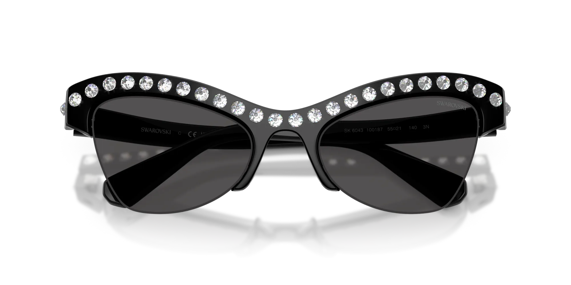 Swarovski SK6043 100187 Occhiali da sole Iniettato Nero Grigio Farfalla Normale - immagine 2