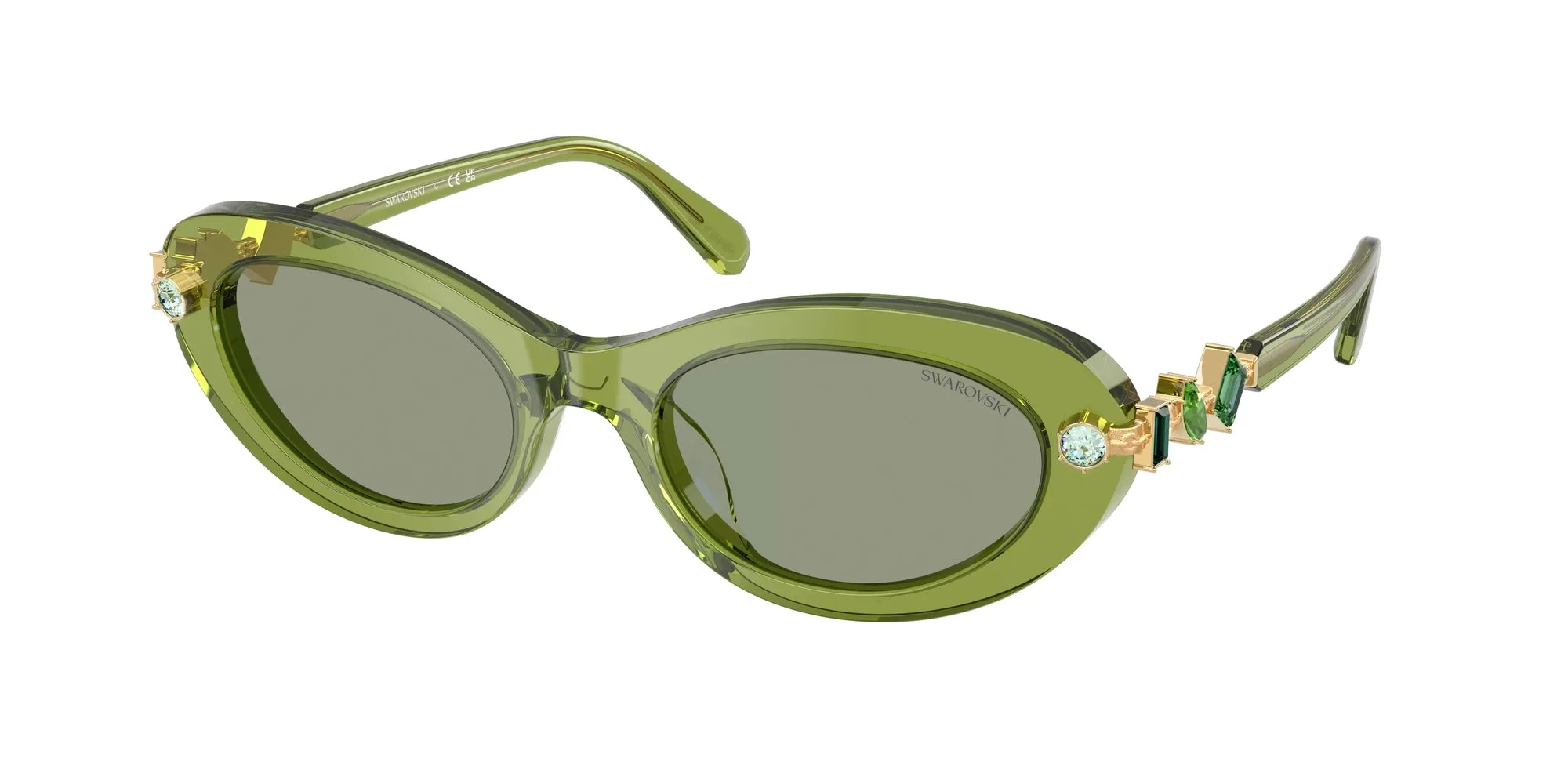 Swarovski SK6042 3002/2 Occhiali da sole Acetato Verde Verde Rotonda Normale - immagine 1