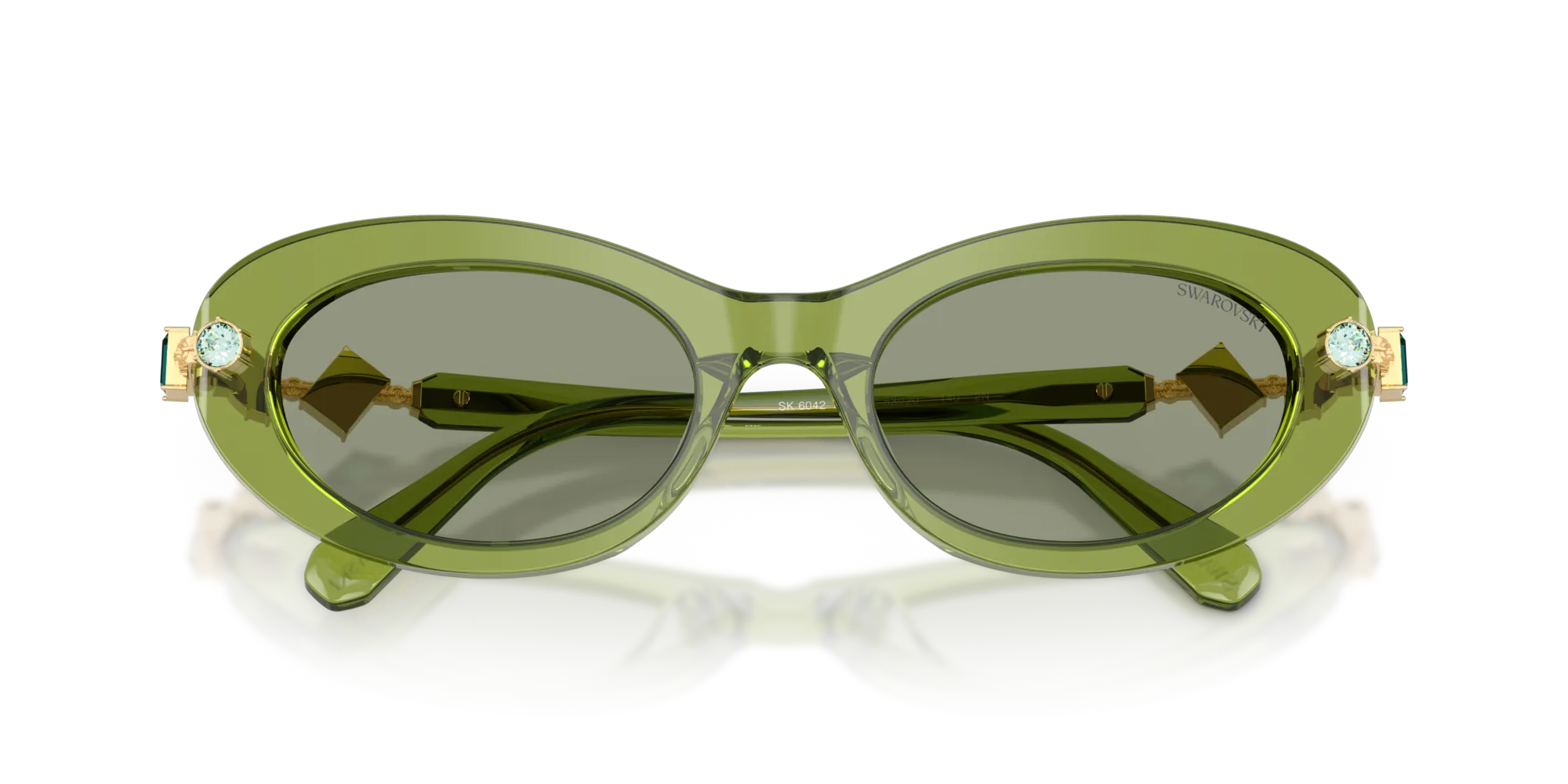 Swarovski SK6042 3002/2 Occhiali da sole Acetato Verde Verde Rotonda Normale - immagine 2