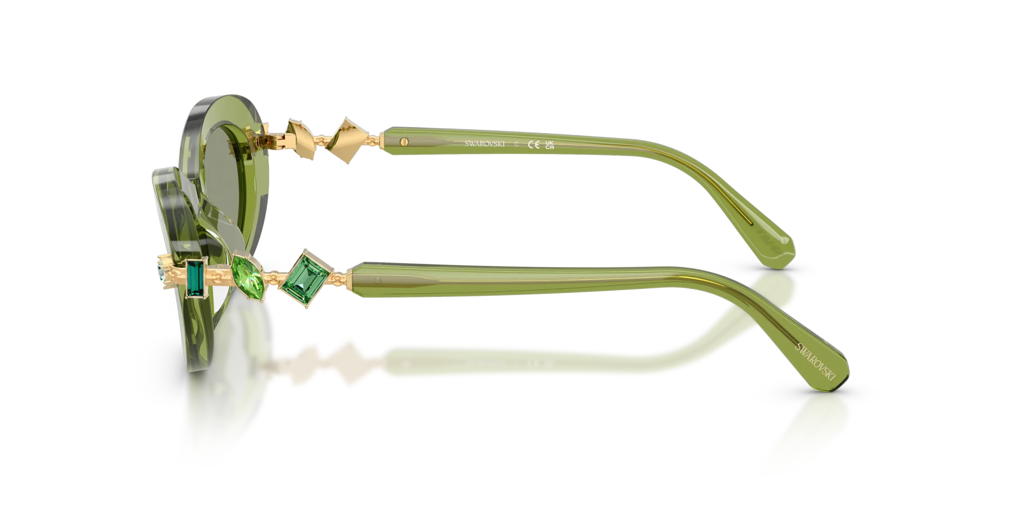 Swarovski SK6042 3002/2 Occhiali da sole Acetato Verde Verde Rotonda Normale - immagine 4