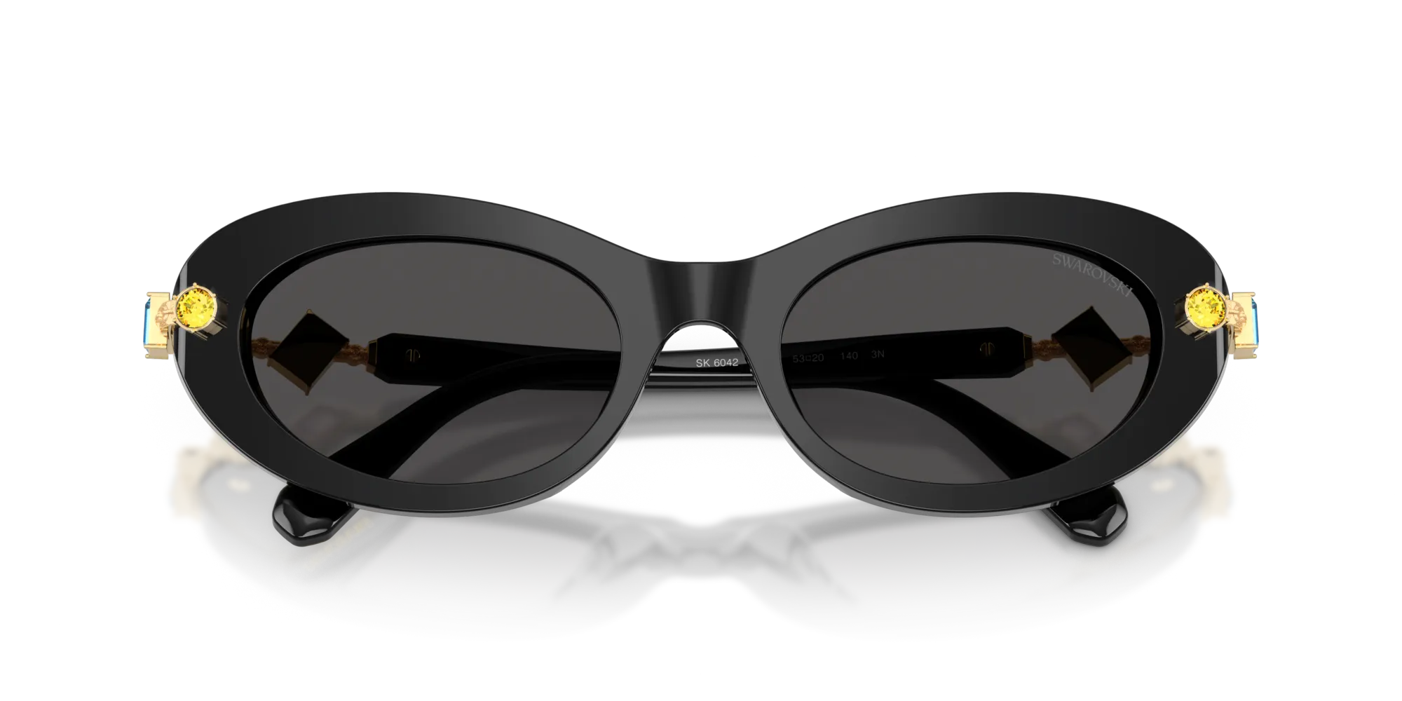 Swarovski SK6042 100187 Occhiali da sole Acetato Nero Grigio Rotonda Normale - immagine 2