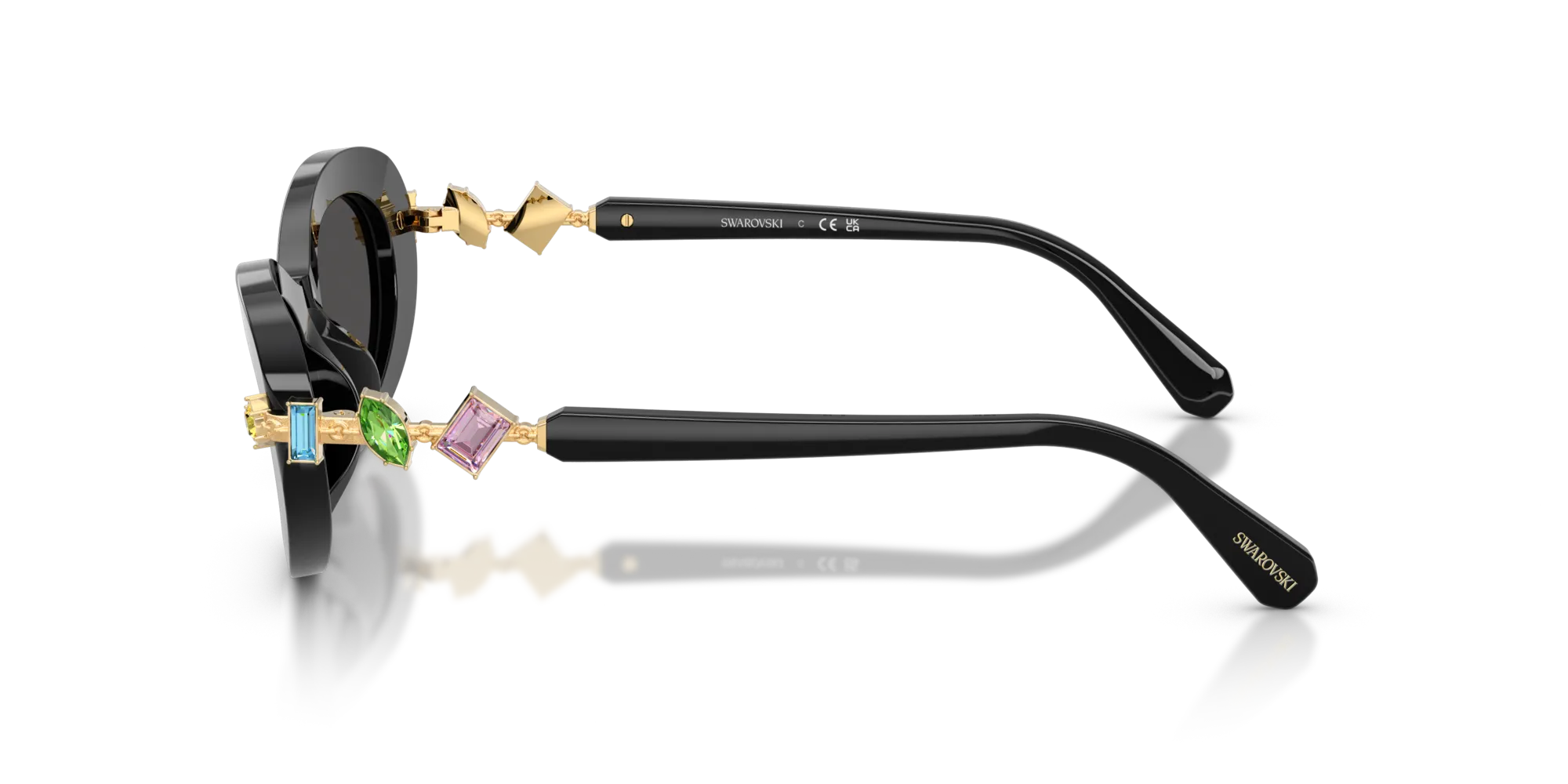 Swarovski SK6042 100187 Occhiali da sole Acetato Nero Grigio Rotonda Normale - immagine 4