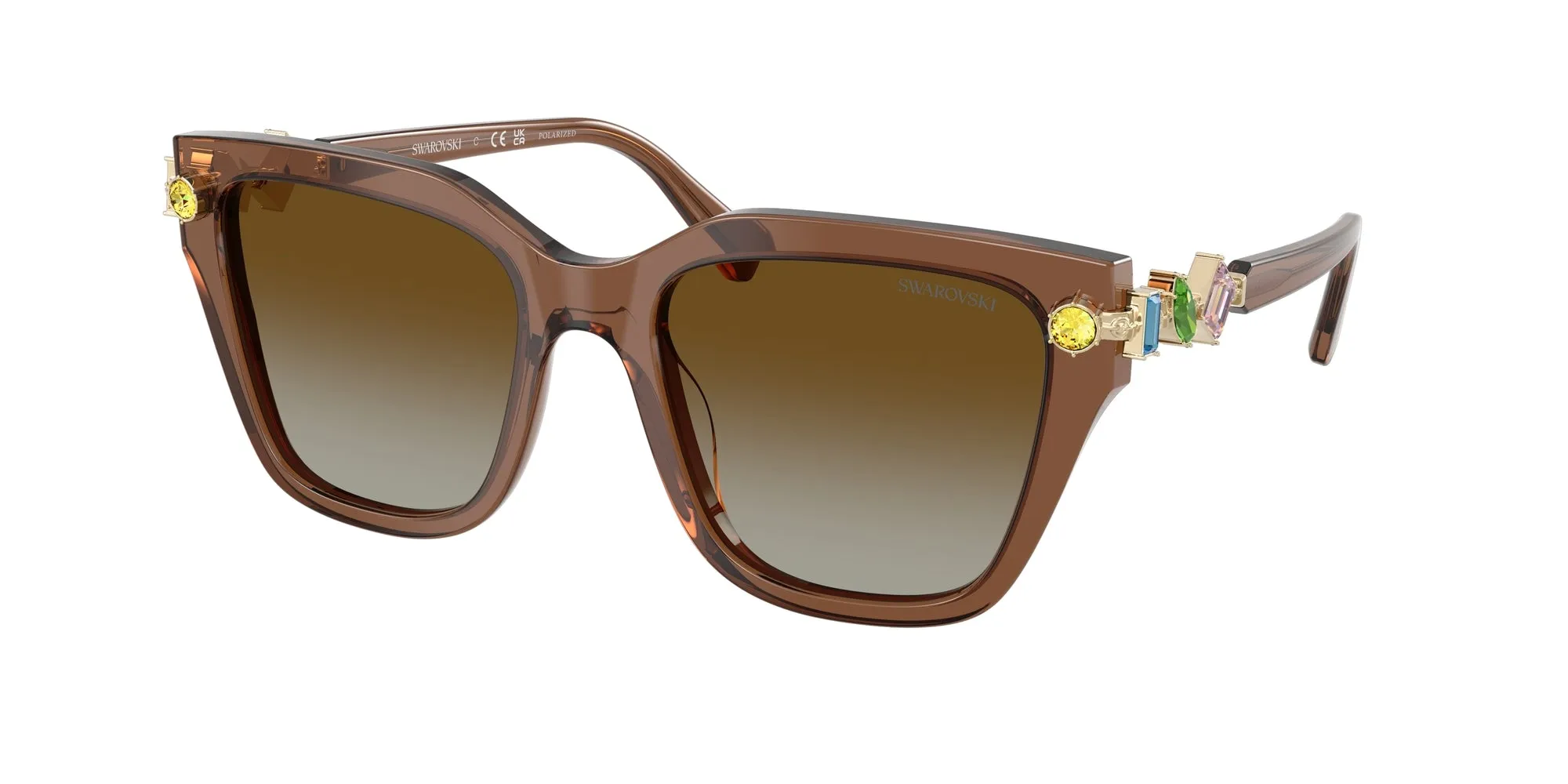 Swarovski SK6041 1067T5 Occhiali da sole Acetato Marrone Marrone Geometrica Polarizzata Sfumato - immagine 1