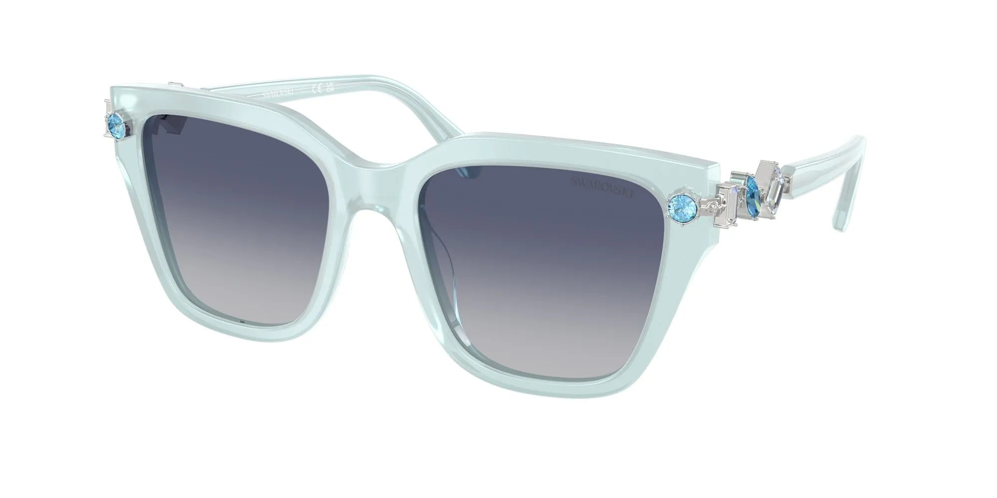 Swarovski SK6041 10244L Occhiali da sole Acetato Blu Blu Geometrica Normale Sfumato - immagine 1