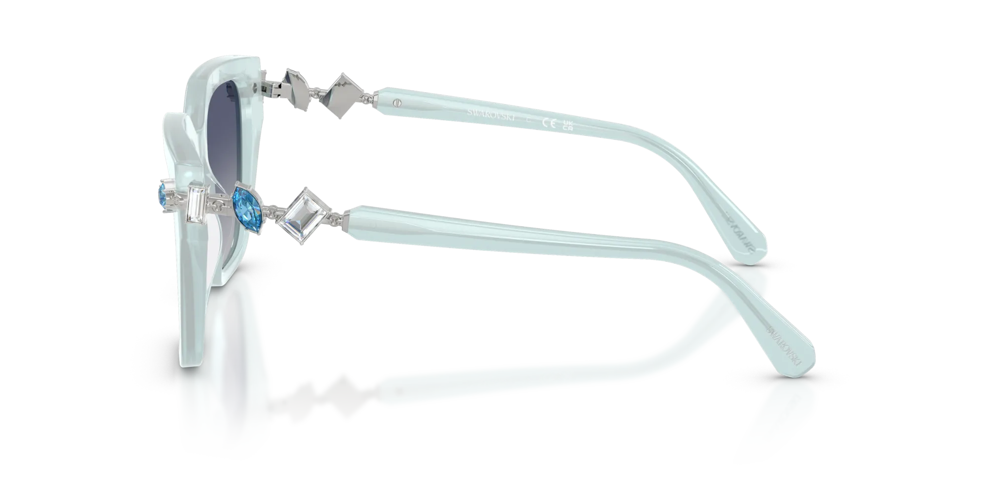 Swarovski SK6041 10244L Occhiali da sole Acetato Blu Blu Geometrica Normale Sfumato - immagine 4
