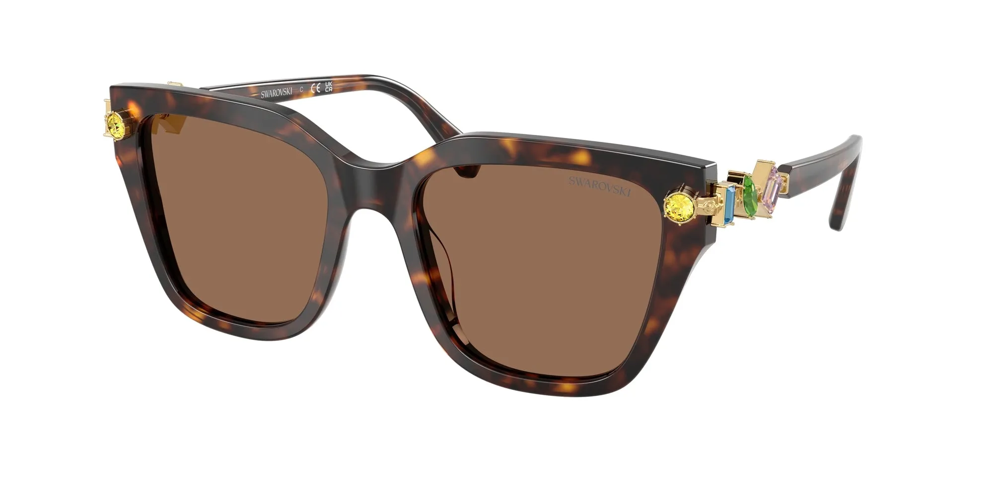 Swarovski SK6041 100273 Occhiali da sole Acetato Tartaruga Marrone Geometrica Normale - immagine 1