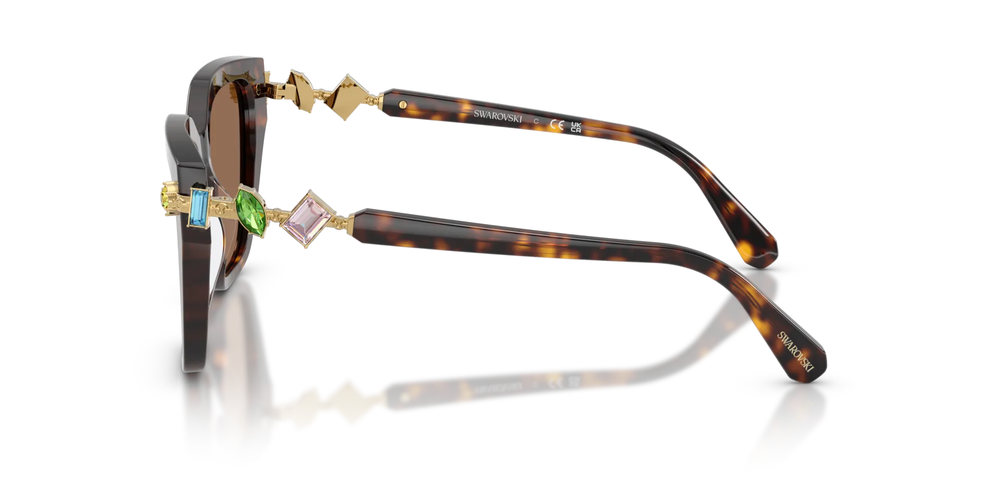Swarovski SK6041 100273 Occhiali da sole Acetato Tartaruga Marrone Geometrica Normale - immagine 4