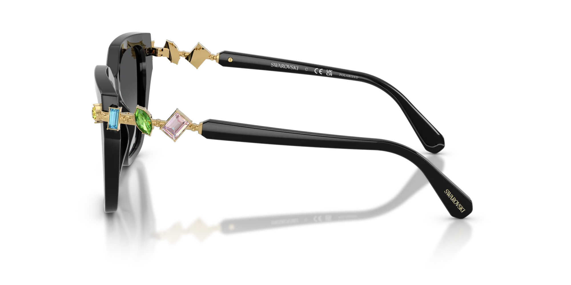 Swarovski SK6041 1001T3 Occhiali da sole Acetato Nero Grigio Geometrica Polarizzata - immagine 4