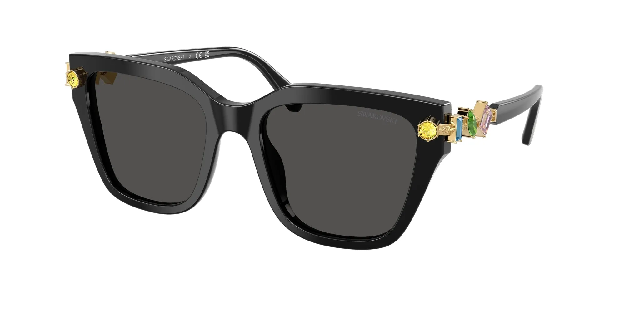 Swarovski SK6041 100187 Occhiali da sole Acetato Nero Grigio Geometrica Normale - immagine 1