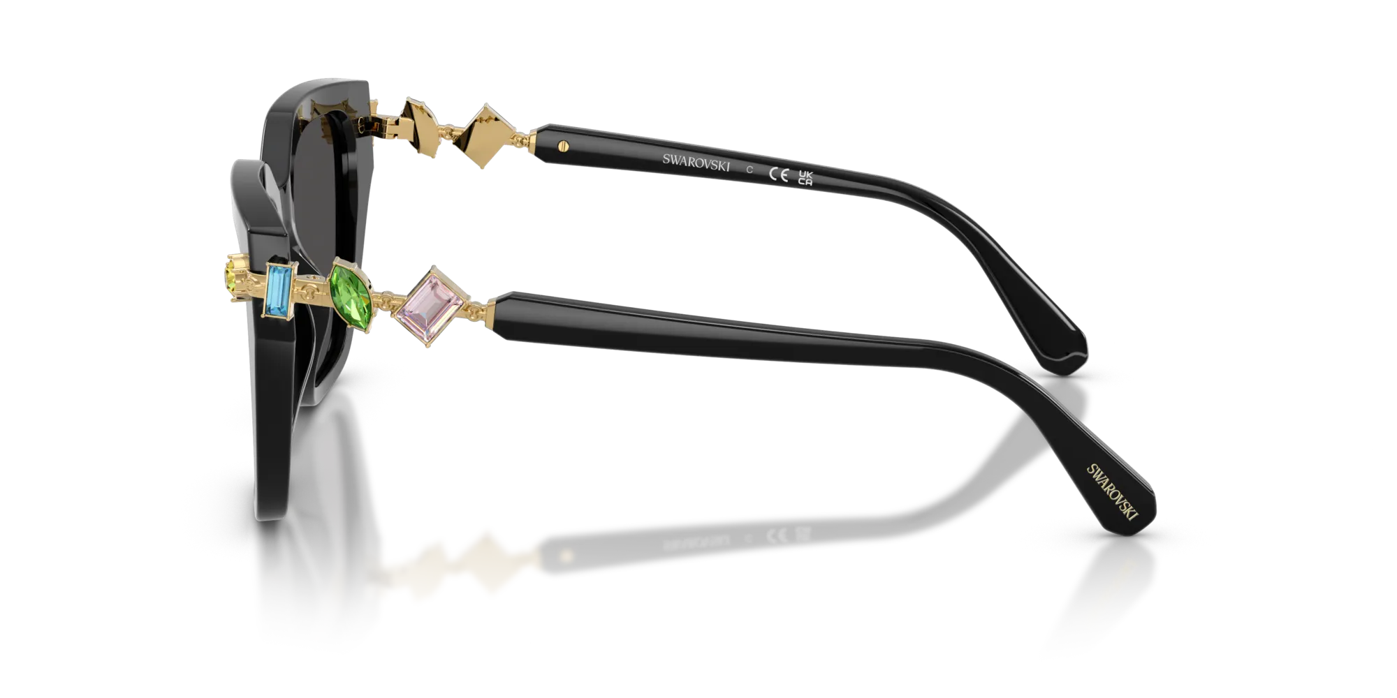 Swarovski SK6041 100187 Occhiali da sole Acetato Nero Grigio Geometrica Normale - immagine 4